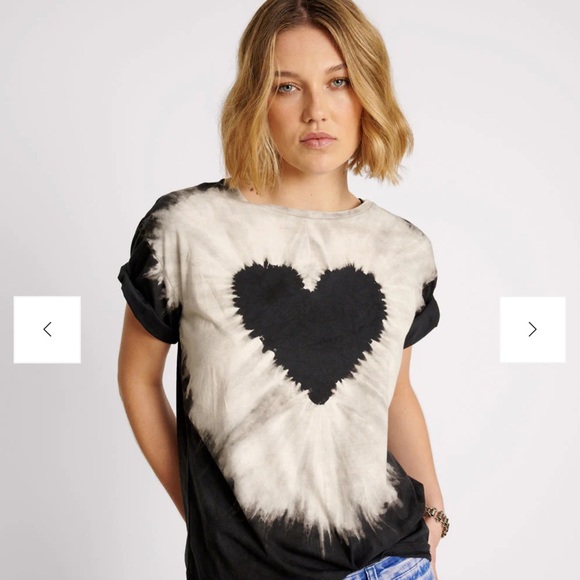 One Teaspoon Tops - One Teaspoon Black and White Heart Tie-Dye Tee